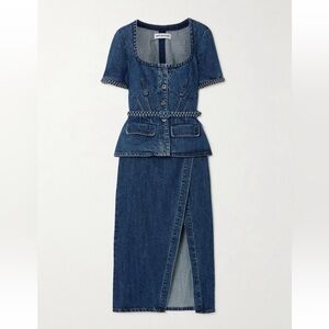 Self Portrait Denim Midi Dress Convertible Belted Skirt Top